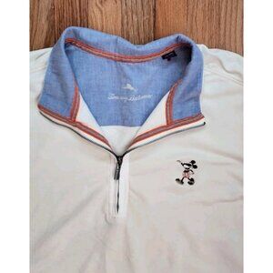 Tommy Bahama Mickey Mouse Tobago Bay 1/4 Zip Pullover Sweatshirt Cream Mens 3XL